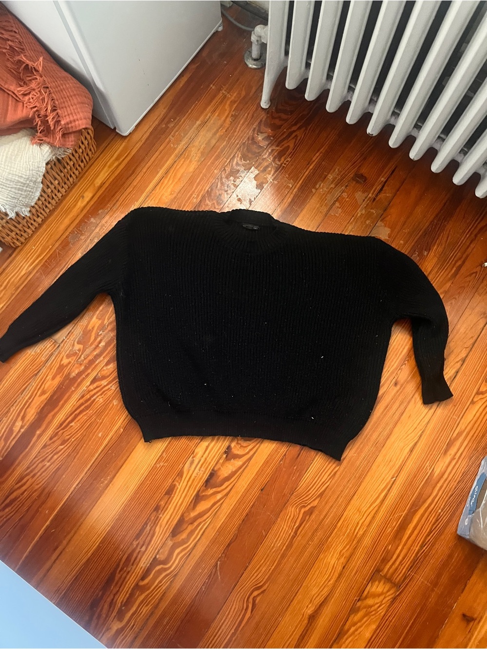 SHEIN Black Ribbed Crewneck Sweater